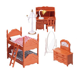 Dollhouse Furniture Set for Kids Toys Miniature Doll House Accessories Pretend Play Toys for Boys Girls & Toddlers Age 3+ with The Bedroom