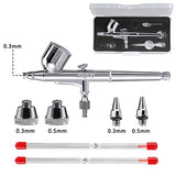 SAGUD Airbrush Kit with Compressor, Professional 0.3mm Gravity Feed Dual-Action air Brush Painting Set with More Airbrush Accessories for Cake, Nails, Tattoo, Hobby, Craft.