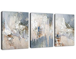 Abstract Canvas Wall Art Modern Abstract Painting Prints Blue Grey Canvas Picture Artwork Contemporary Wall Art Bedroom Living Room Bathroom Office Decoration Framed Ready to Hang 12" x 16" x 3 Pieces