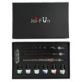 Joi-Fun Handmade Glass Dip Pen Set, 10-Pieces Calligraphy Pens Set-6 Colorful Inks, Pen Holder, 3 High Borosilicate Glass Dipped Pens for Art,Writing,Drawing,Signatures,Gift for Kids and Adult(Purple)