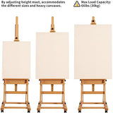 MEEDEN Extra Large Studio H-Frame Easel 75" to 146", Holds Canvas up to 93", Adjustable Solid Beech Wood Artist Easel with Storage Tray, Heavy-Duty Art Easel with Wheels for Artists Adults