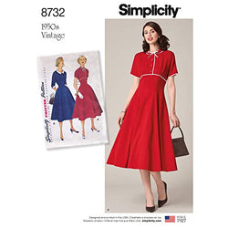 Simplicity 1950's Fashion Women's Vintage Collared Dress Sewing Patterns, Sizes 14-22