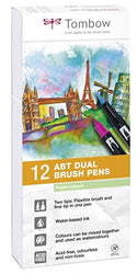 Tombow ABT Dual Brush Pen with two tips, Pastel colour, 12 pieces (ABT-12P-2)