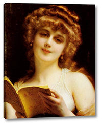 A Blonde Beauty Holding a Book by Etienne Adolphe Piot - 11" x 14" Gallery Wrap Giclee Canvas Print - Ready to Hang