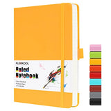 FLEEKOOL Lined Journal Notebook with 100gsm Thick Paper,A5 College Ruled Notebook with Pen Loop,Hardcover,Inner Pocket,5.75'' X 8.38'' - Yellow