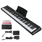 Asmuse 88-Key Full Size Digital Piano Keyboard Set, Portable Electric Piano with Sustain Pedal, Power Supply, Built-In Speakers, Black