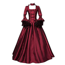 2022 Victorian Renaissance Dress for Women Plus Size Party Medieval Dresses Vintage Lace Corset Dress Ball Gown Red