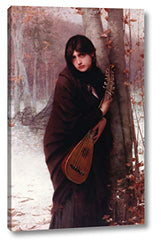 Girl with a Mandolin by Jules Joseph Lefebvre - 14" x 22" Gallery Wrap Giclee Canvas Print - Ready to Hang