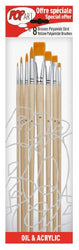 Pebeo 950250 4 Round and 4 Flat Polyamide Brushes, 8-Pack, Yellow