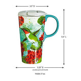 Cypress Home Beautiful Nature Inspired Trio of Birds Ceramic Perfect Cup - 5 x 7 x 4 Inches Insulated Travel Coffee tea Mug