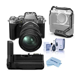 Fujifilm X-T4 Mirrorless Digital Camera with XF 16-80mm f/4 R OIS WR Lens, Silver Vertical Battery Grip for X-T4, Cleaning Kit, Microfiber Cloth, SmallRig Cage X-T4