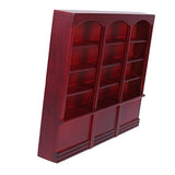 Grand Wooden Bookcase Cabinet - Dark Red 1/12 Dollhouse Miniature Furniture