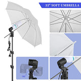 SH 2.6M x 3M/8.5ft x 10ft Photography Lighting Backdrops Stand Accessories Kit and 4 x 85W 5500K Bulbs Green Screen Umbrellas Softbox Continuous Light Kit for Photo Studio Portrait Video Shoot