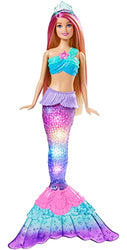 Barbie Dreamtopia Twinkle Lights Mermaid Doll (12 in, Blonde) with Water-Activated Light-Up Feature and Pink-Streaked Hair, Gift for 3 to 7 Year Olds