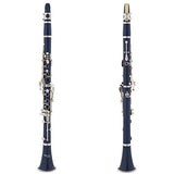 Mendini by Cecilio B Flat Beginner Clarinet with 2 Barrels, Case, Stand, Book, 10 Reeds, and Mouthpiece - Bb Student Clarinet Set, Wind & Woodwind Musical Instruments, Blue Clarinet