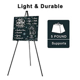 Folding Easel,Portable Tripod,Black Floor Standing Poster Easel,Lightweight Metal Adjustable Display Easel,Base 63" Max. (Black, 2 Packs)