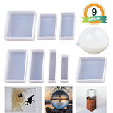 Epoxy Resin Molds LET'S RESIN Resin Casting Molds Silicone Square Ball Molds 9PCS Different Sizes, Silicone Resin Mold for Resin Jewelry, Soap, Dried Flower Leaf, Insect Specimen DIY Fans