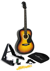 Martin Smith Acoustic Guitar Kit with Stand, Tuner, Gig Bag, Strap, Picks, Spare Strings & Online Lessons 6 String, Right, Sunburst (W-101-SB-PK)