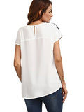 ROMWE Women's Color Block Blouse Short Sleeve