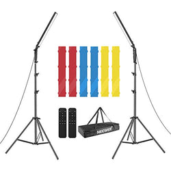 Neewer LED Video Light Stick Kit, 2-Pack Handheld Video Lighting Dimmable 3200~5600K with 210 LED Beads/Stand/Infrared Remote Control/Color Filters/Carry Bag for Photo YouTube Video Photography Gaming
