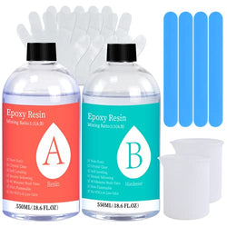 YRYM HT Crystal Clear Epoxy Resin Kit - 37.2 OZ Casting Resin Clear Resin Epoxy for Crafts, Jewelry Making, Art, Tumblers, River Tables, Easy Mix 1:1 Volume Ratio(Free Tool Kit)