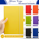14 Pack Lined Journal Notebooks 5.5 x 8.2 Inch A5 Hardcover Notebook College Ruled Notepad with Pen Holder PU Leather Ruled Lined Notebook Journals for School Business Work Writing(Mixed Color)