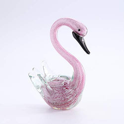 Gorgeous Home Glass Swan Figurines Handmade Art Collectibles Home Decorative Ornaments (6"×4.5"×8.5")