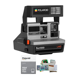 Polaroid 600 Sun600 LMS Silver Camera with Black and White Instant Film and Film Kit Bundle (3 Items)