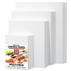 NEXCOVER Painting Canvas Panels, 32 Multi-Pack 5x7,8x10,9x12,11x14 Inch, 100% Cotton, Primed Blank White Canvases, MDF Board,Acid-Free, Non-Toxic,Artist Canvas for Acrylic, Oil, Tempera, Gouache Paint