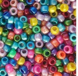 Rainbow Pearl Multicolor Mix Plastic Pony Beads 6x9mm, 500 Beads Bulk Bag