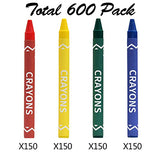 Madisi Crayons Bulk Pack, Regular Size, 4 Colors, 150 Packs, 600 Count