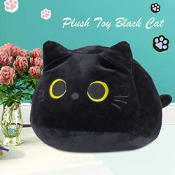 3D Black Cat Plush Toy Pillow, Cute Animal Cat-Shaped Stuffed Pillow Cushion Great Gifts / Gifted for Birthday , Valentine's Day , Christmas to Give Girlfriend，Children and Kids (Black-L(11"))