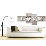 Large Shabby Chic Love Quote - Grey Canvas wall Art Prints - Multi 4 Part - 4297 Wallfillers