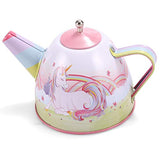 JOYIN Unicorn Castle Pretend Tin Teapot Set for Tea Party and Kids Kitchen Pretend Play