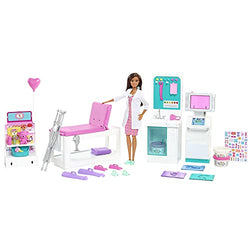Barbie Fast Cast Clinic Playset, Brunette Doctor Doll (12-in), 30+ Play Pieces, 4 Play Areas, Cast & Bandage Making, Medical & X-ray Stations, Exam Table, Gift Shop & More, Great Toy Gift