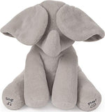 GUND Beatrix Potter Animated Peek-a-Boo Peter Rabbit Sound and Motion Plush Stuffed Animal, 10" & Baby GUND Animated Flappy The Elephant Stuffed Animal Baby Toy Plush, Gray, 12"