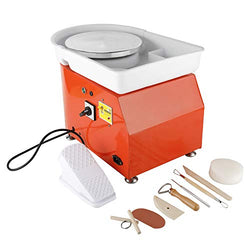 HighFree 350W 25CM Electric Pottery Wheel Machine DIY Clay Tool with Foot Pedals and Detachable Washable Basin with Clay Sculpting Tools (Orange)
