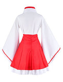 Japanese anime red and white kimono fox cosplay costume with socks size S(Asia M)