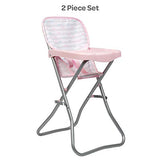 Adora Baby Doll Accessories Pink High Chair, Can Fit Up to 16 inch Dolls, 20.5 inches in Height, Baby Pink and Grey Print