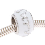 Silver Tone White Enamel Pink Breast Cancer Ribbon 'Survivor' Message Bead - Fits Pandora (1)