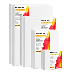 MIAHART Multi-Pack Stretched White Blank Canvas 8 Pack Artist Blank Canvas Frame in 4x4", 6x8", 8x12",12x16" for Acrylic, Oil Water Painting Board Wet or Dry Art Media Artists