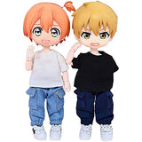 niannyyhouse T-Shirt + Pants 2-Piece Set Camouflage Overalls Solid Color T-Shirt 1/12 BJD OB11 Doll 4.3 inches (11 cm) Body Figure Accessory (Gray)