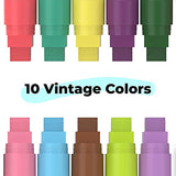 Chalkola Window Markers for Cars - 10 Vintage Colored Chalk Pens - 3 in 1 Nib 15mm Jumbo Tip - Washable Liquid Chalk Markers for Blackboard, Chalkboard, Windows, Glass - Wet Erasable Car Paint Markers