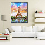 DIY 5D Diamond Painting by Numbers Kits, Paris Eiffel Tower, Hot air Balloon Architectural Landscape, Full Drill Rhinestones Paint with Diamonds Crystal Diamond Art Eiffel Tower 12 X 16 Inch