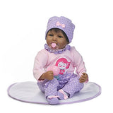 22 inch Reborn Baby Dolls Africa America Newborn Toddler Black Girl Lovely Smiling with Purple Outfit for Birthday Gifts