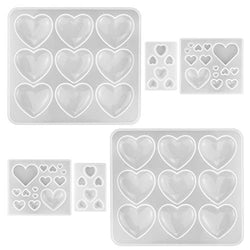 HOVEOX 6 Pieces Heart Shaped Resin Molds Heart Shape Epoxy Mold Heart-Shaped Resin Casting Mold for Craft Making