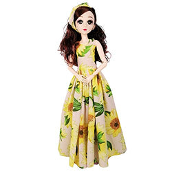 EVA BJD 57cm 22 Inch Doll Jointed Dolls - Including Clothes with Wig, Shoes,Accessories for Girls Gift (Holiday Wear-Yellow)