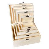 Wooden Nesting Box Set of 5, Unfinished Wood Rectangle Box Set for Crafts