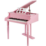 Smartxchoices Newest 30-Key Pink Baby Grand Piano Toy Set for Kids Children with w/ Stool Bench Solid Wood ...