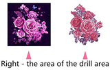 New 5D Diamond Painting Kits for Adults Kids, Awesocrafts Purple Roses Butterfly, Flowers Partial Drill DIY Diamond Art Embroidery Paint by Numbers with Diamonds (Rose)